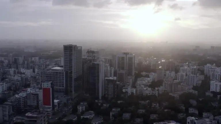 Drone view of the Gulshan business district in Dhaka